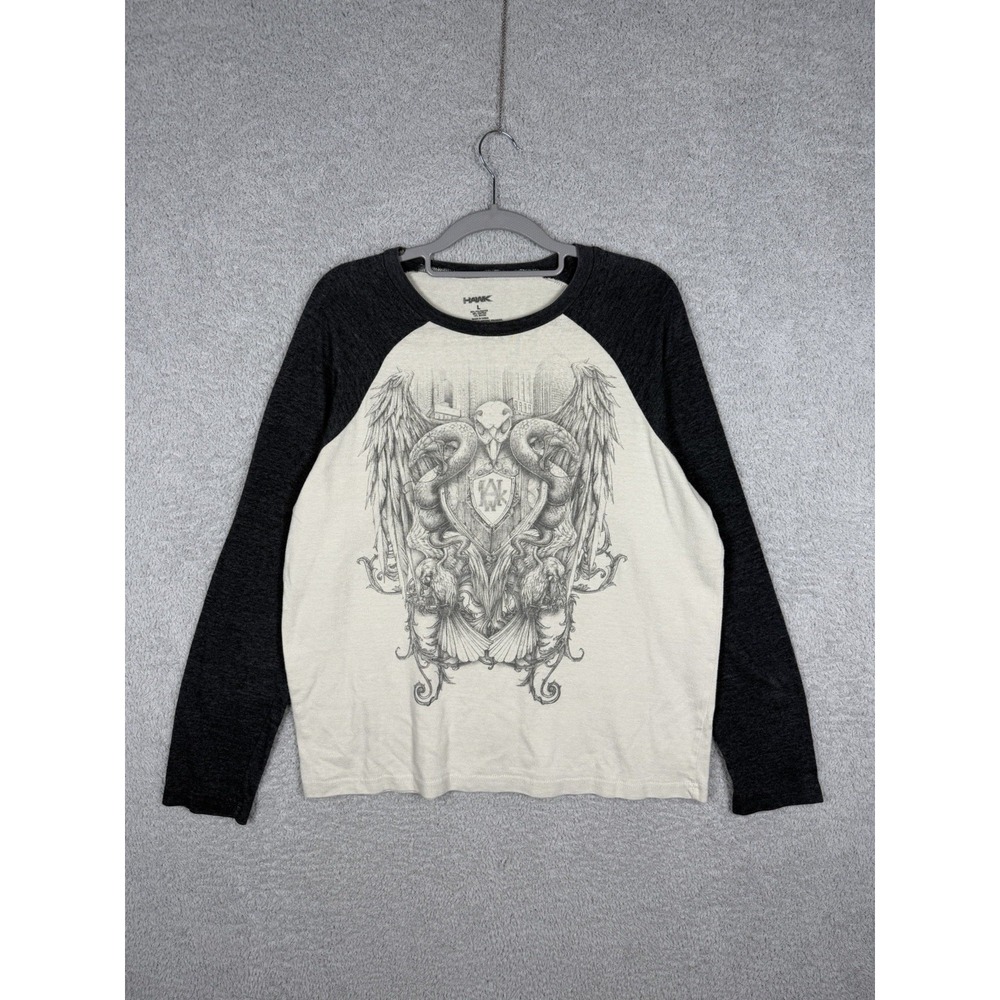 Y2K Tony Hawk Men's L Graphic Raglan Long Sleeve T-Shirt Skull Eagle Black White